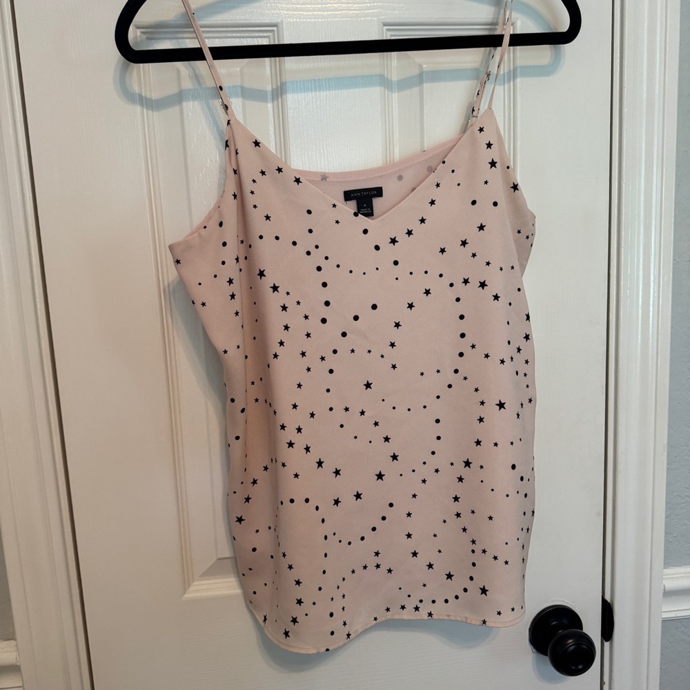 Ann Taylor Starry Pink V Neck Camisole Top Size M